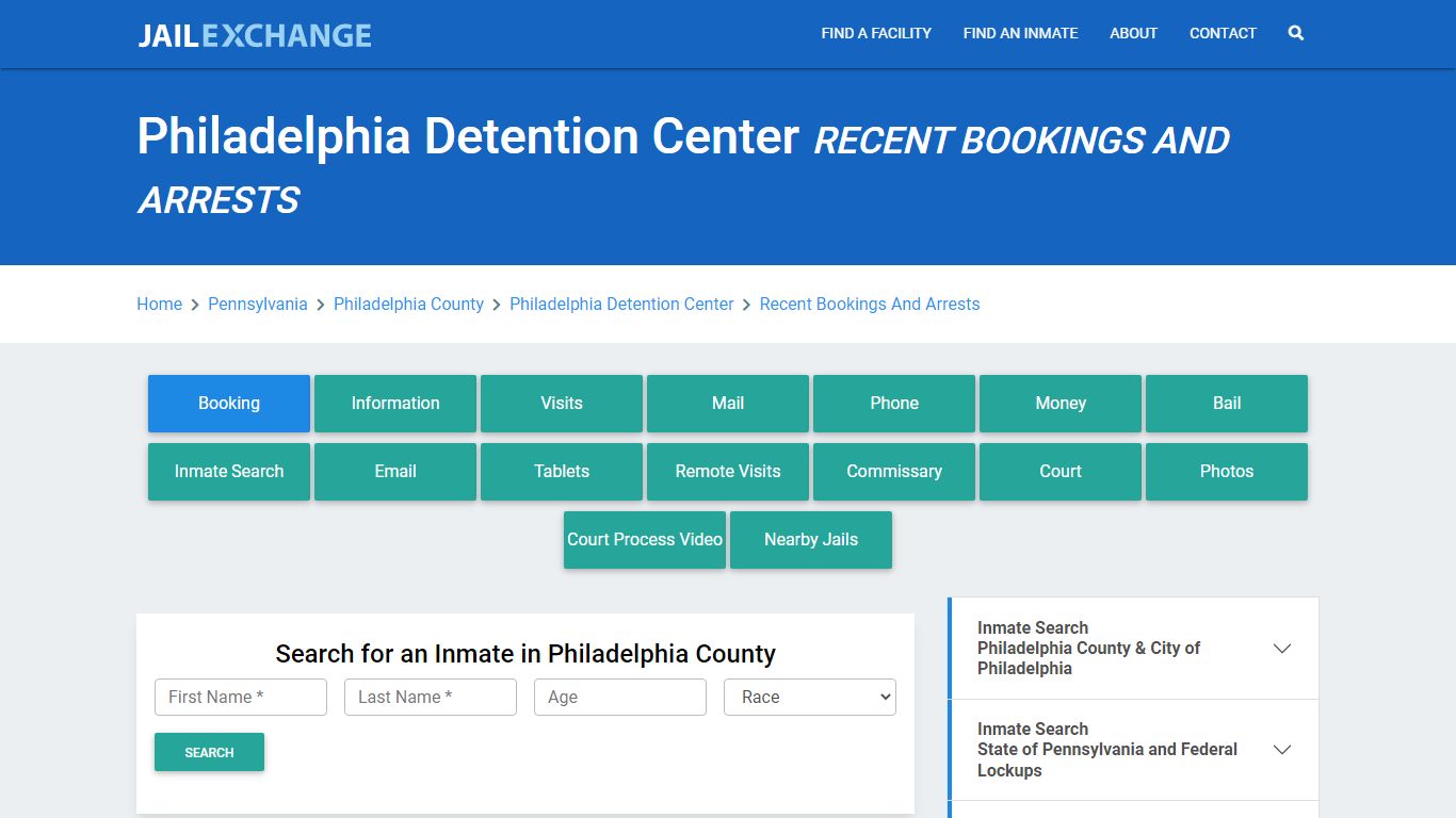Philadelphia Detention Center Recent Bookings And Arrests - Jail Exchange